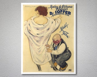 Maison de Fourrures Pelzhaus D. Soffer Vintage Poster by Theo Matejko, 1920 - Poster Paper, Sticker or Canvas Print