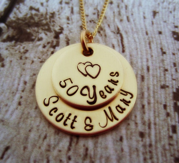 50th Anniversary Necklace Gold Anniversary Gift Golden