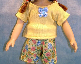 10 Inch Doll Clothes - Yellow Butterfly Shorts Set made by Jane Ellen to fit 10 inch dolls