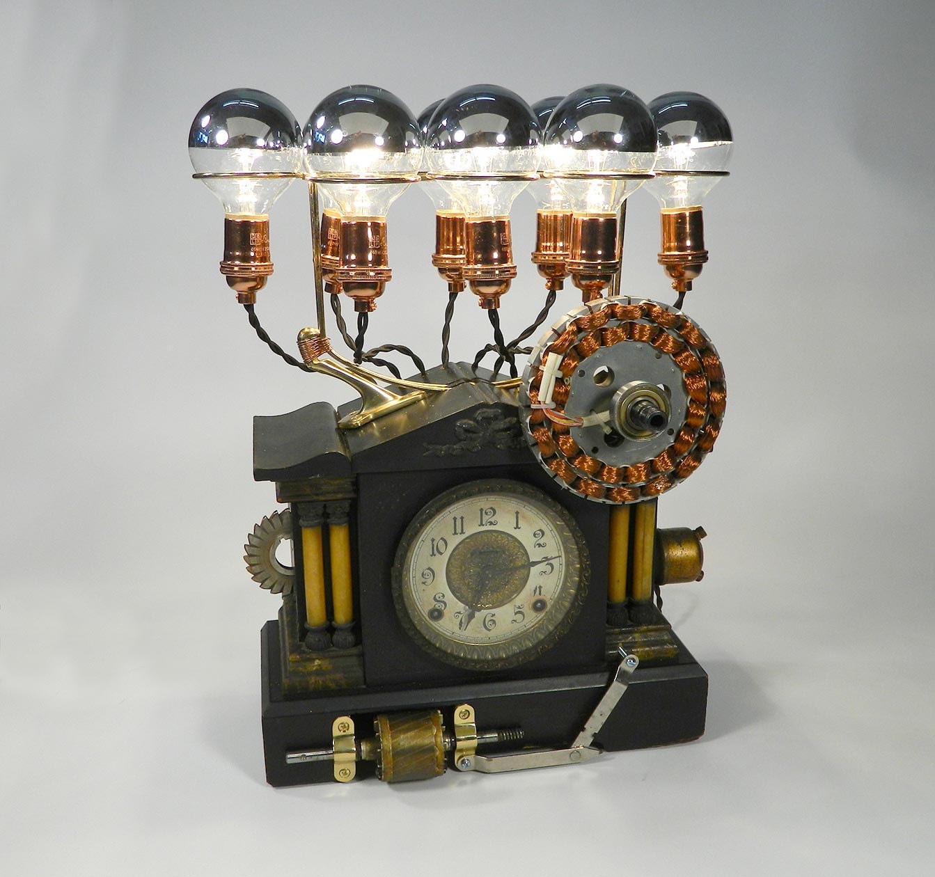 Lighting Table Lamp & Clock in Contemporary Steampunk Style