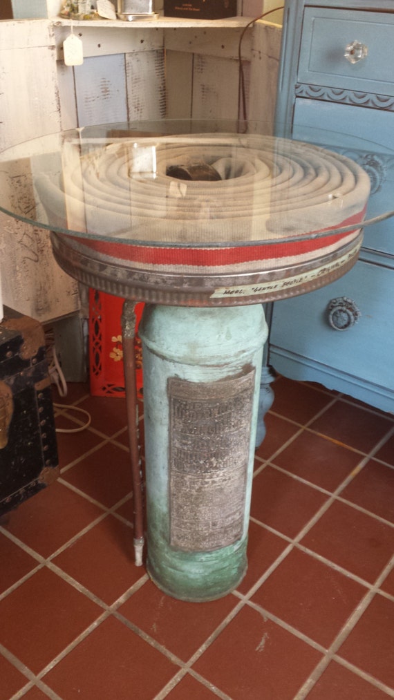 Vintage Fire Extinguisher and Hose up-cycled Table LOCAL