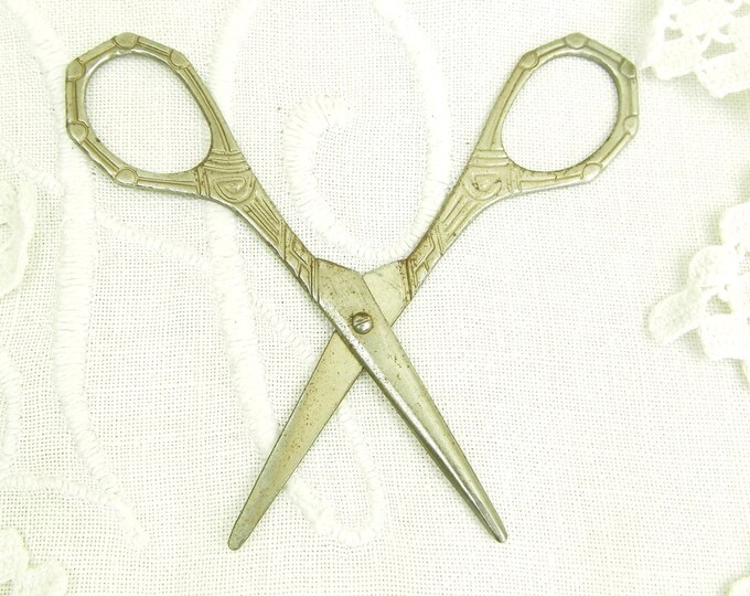 Antique French Unused Art Deco Embroidery Scissors / French Decor / Antique Haberdashery / Vintage Sewing / Craft Supplies / Dressmaking