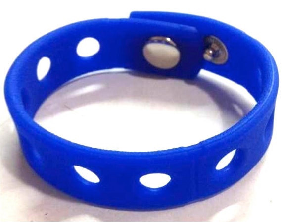 Charm Holder Snap Bracelet Dark Blue Rubber Wristband Fits All