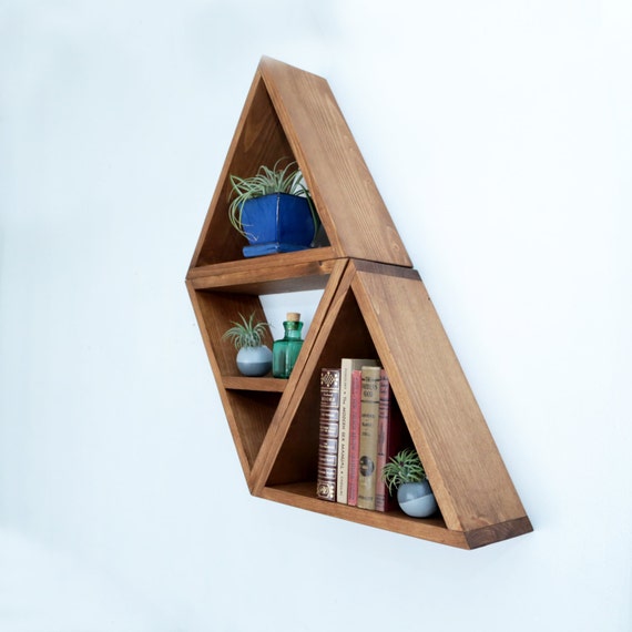 Triangle Shelf Geometric Wood Wall Decor by HaaseHandcraft