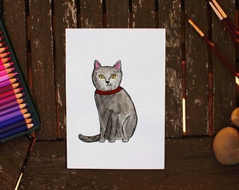 Original Cat Painting, Black Cat Painting, Cat Painting, Watercolor Cat, Cat Illustration, Black Cat Art, Cat Art, Cat Artwork, Cat Fine Art