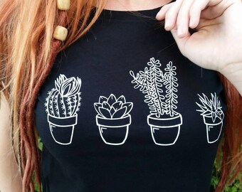 Succulent cactus crop top
