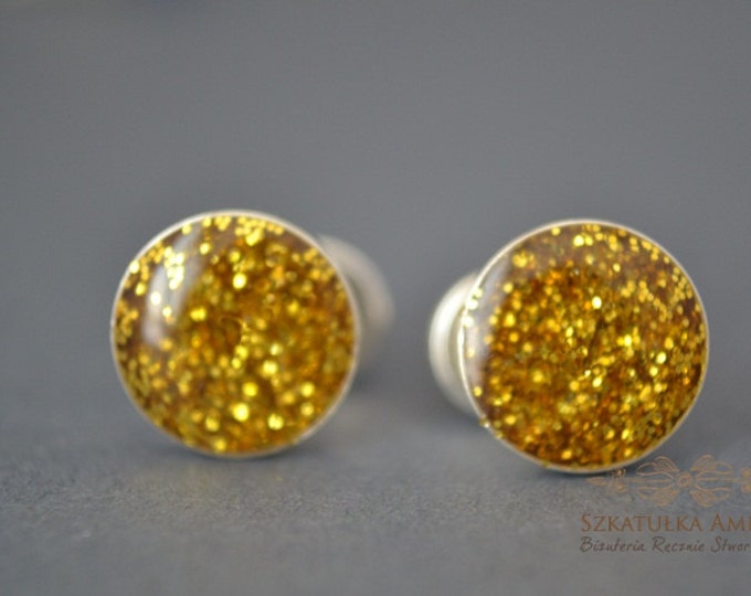 glitter earrings, glitter studs, sparkly earrings, earrings brocade, tiny dot studs, sterling silver stud, dot stud earrings, gold glitter