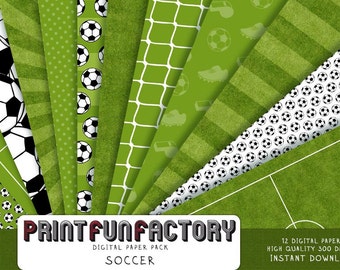 Soccer digital paper - grass paper sports world cup background - 12 digital papers (#098) INSTANT DOWNLOAD