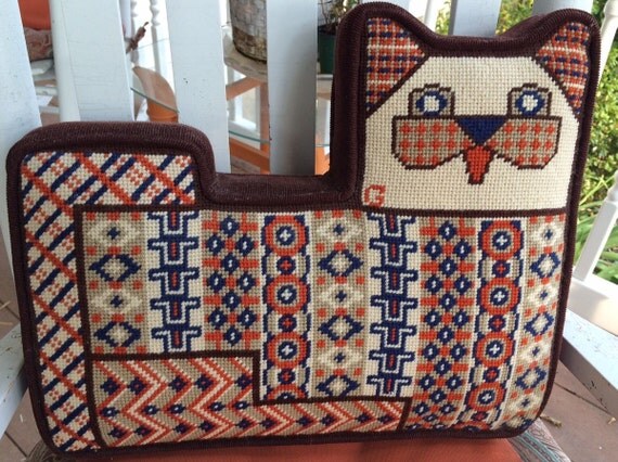 Embroidered Cat Pillow