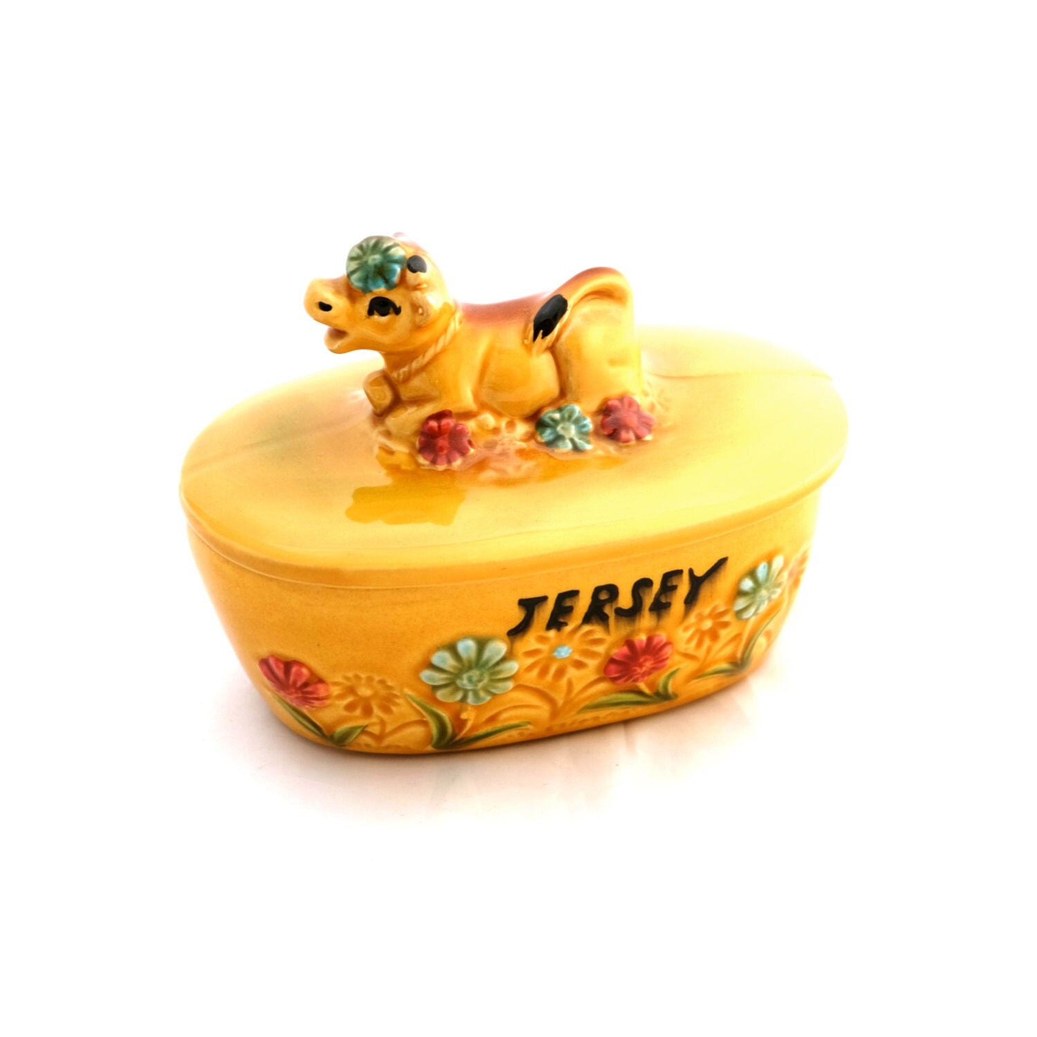 RESERVED Cow Butter Dish Ceramic Butter Dish by TwoTimeVintage