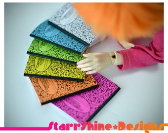 BJD Doll Props - 1/4 MSD Set of 6 Multicolored Composition Notebooks