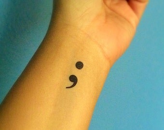 25 Large Semicolon Temporary Tattoo Fake Tattoos / Set of 25