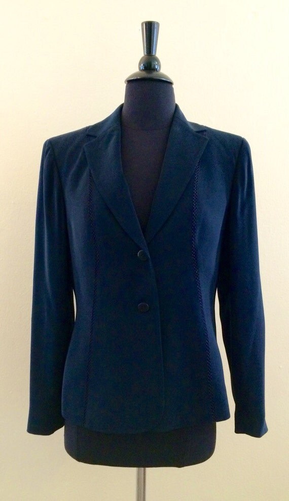 Vintage Womens Blazer Jacket Navy Blue Small 4 Wardrobe Basic