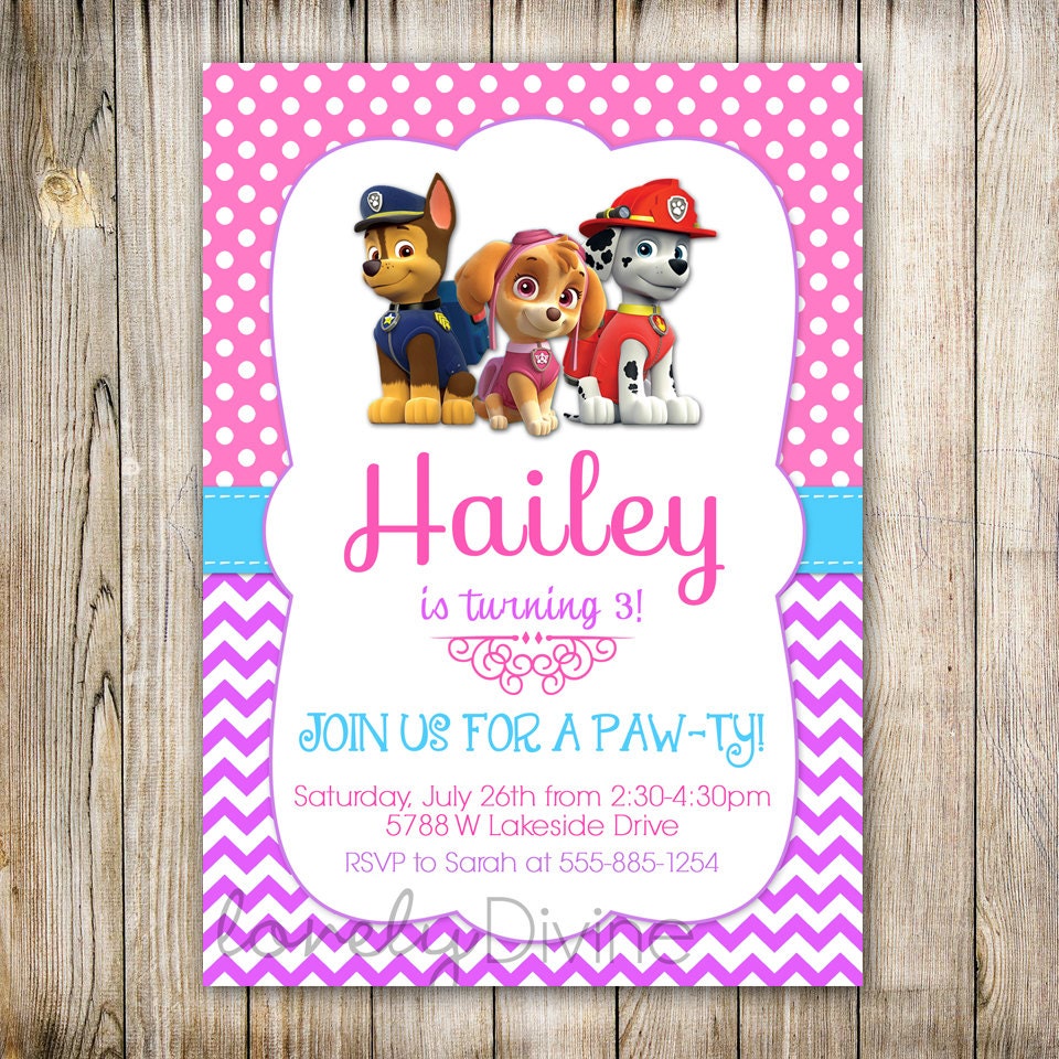 Paw Patrol Invitation Paw Patrol Girl Paw Patrol Invite