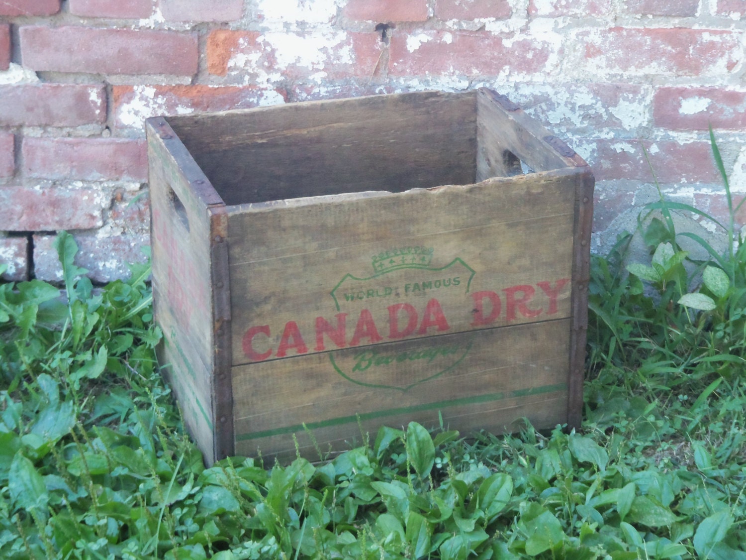 Vintage Wooden Canada Dry Crate With Bottle Dividers Terre Haute Indiana Rustic Shabby Primitive