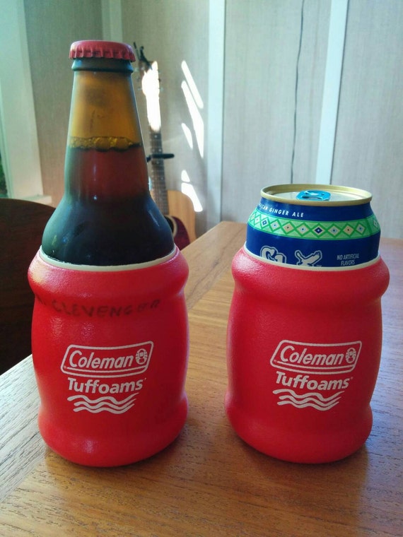 Two Vintage Coleman Tuffoams Red Beer Koozies