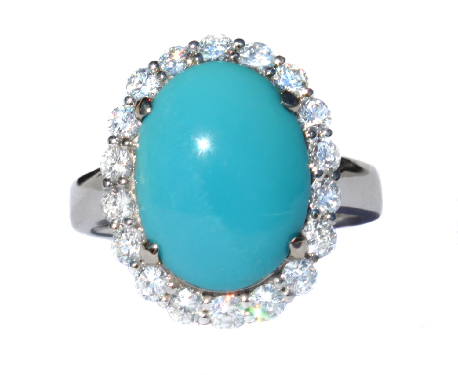 Spectacular Sleeping Beauty Turquoise & Diamond 18K Ring