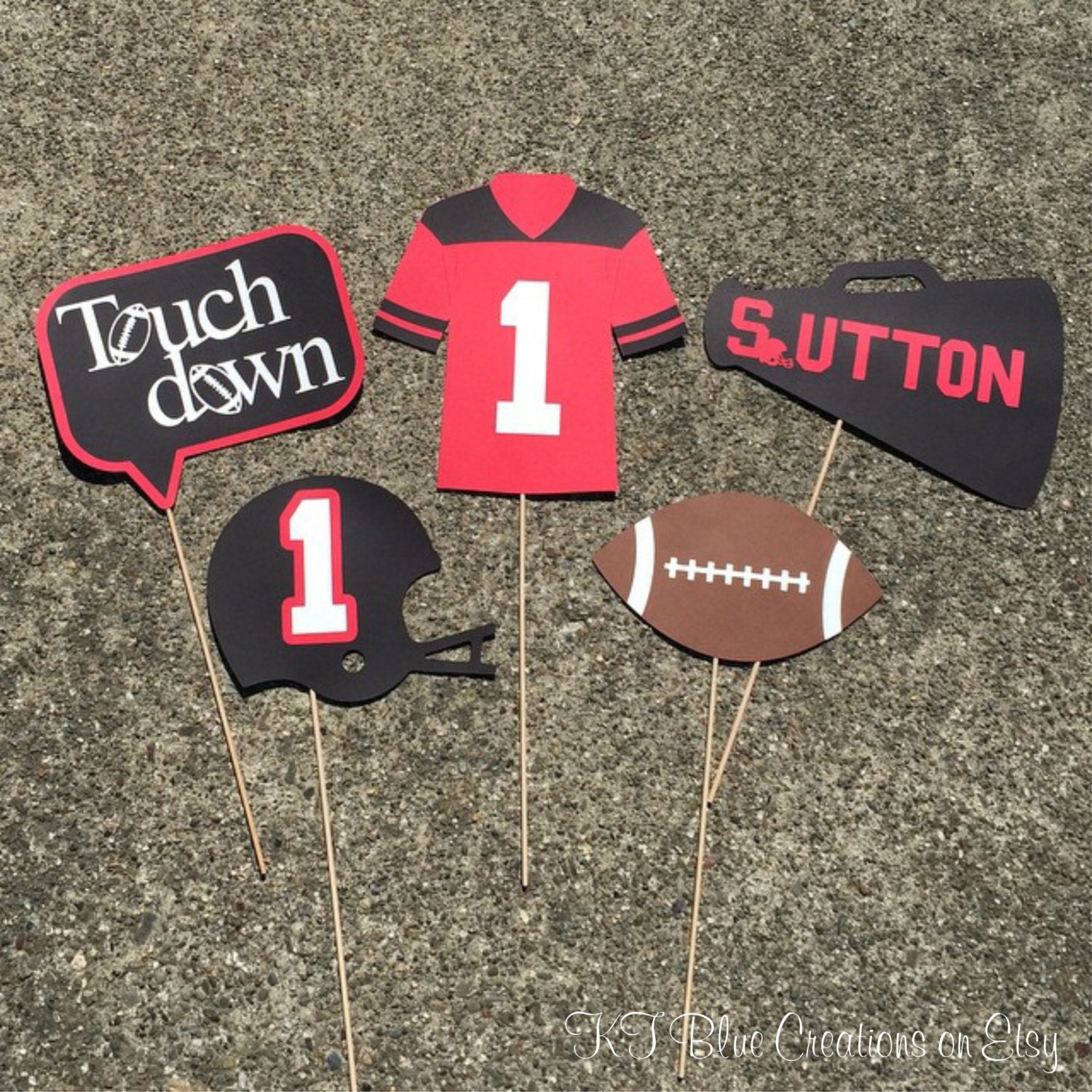 5piece FOOTBALL theme Photo Booth props Personalized