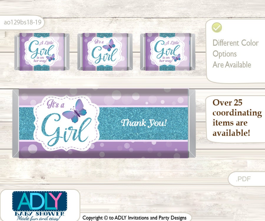 Purple Butterfly Chocolate Bar Wrapper and Nuggets Candy