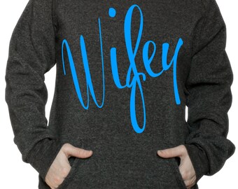 Wifey Sweatshirt - Wifey Shirt - Wedding Gift - Bridal Shower Gift - Slouchy - Anniversary - Off the shoulder ECO FLEECE SWEATSHIRT_Wifey10