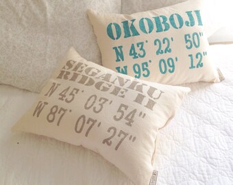 Wedding Coordinates Pillow - personalized gps coordinates, personalized wedding gift, latitude longitude pillow, GPS Coordinates Gift