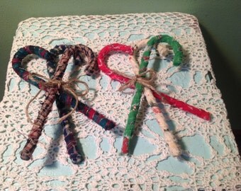 Set of Three Rag Candy Canes