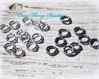 6mm Twisted Jump Rings . 144 For You . Silver Plated or Antiqued Silver