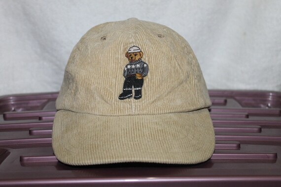 Vintage Polo Bear Ralph Lauren Corduroy Cap Hat Sportsman