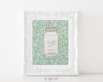 Mason Jar Art Printable - Mason Jar Wall Decor - Mason Jar Printable on White Background - Mason Jar Printable Art INSTANT DOWNLOAD