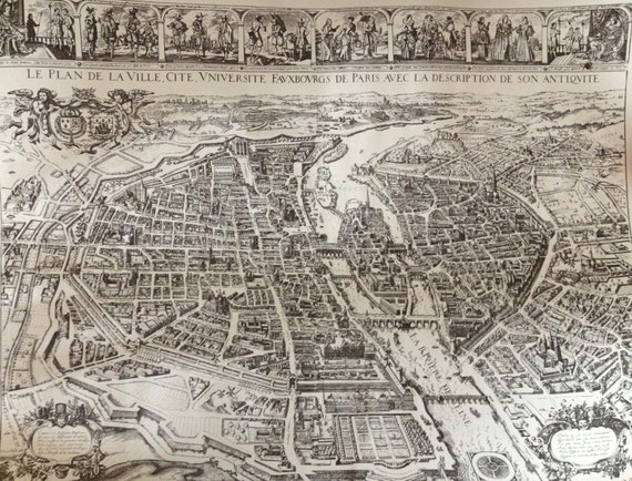 Paris France 1600s Old Map of Paris Plans of Paris Photo