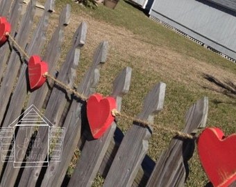 Heart Strings, heart Garland ,valentines decorations, hearts, wall art, distressed, shabby chic