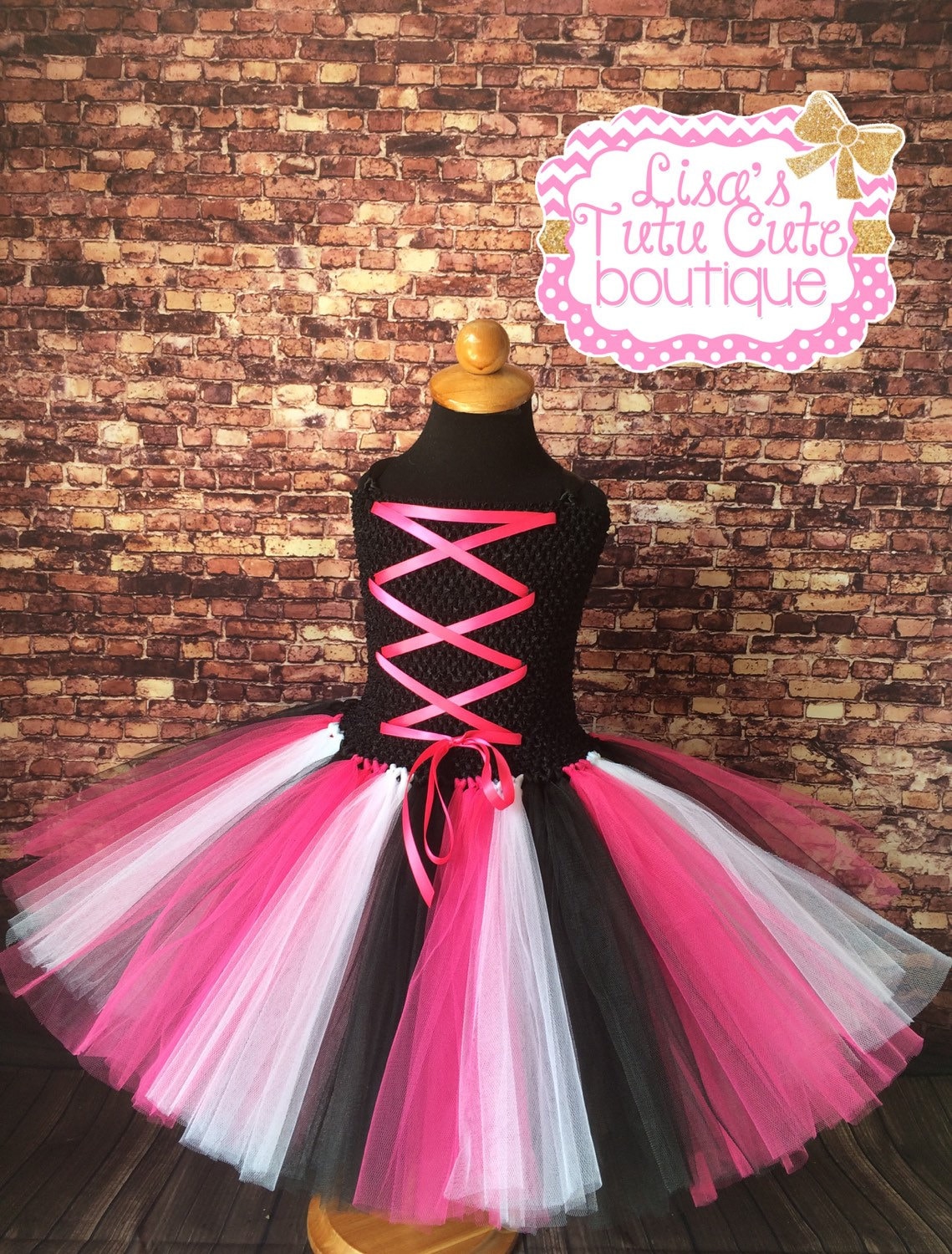 Rock star tutu corset dress. Rocker tutu. Pink black and white