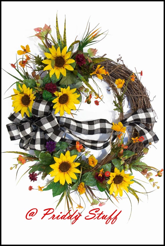 Sunflower Wreath, Fall Wreath, Fall Decor, Yellow Sunflower Wreath, Silk Flower Wreath, Burlap Wreath, Fall Flowers Wreath,