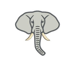 Elephant applique design. Applique designs for boys. Elephant head machine embroidery design in four sizes.