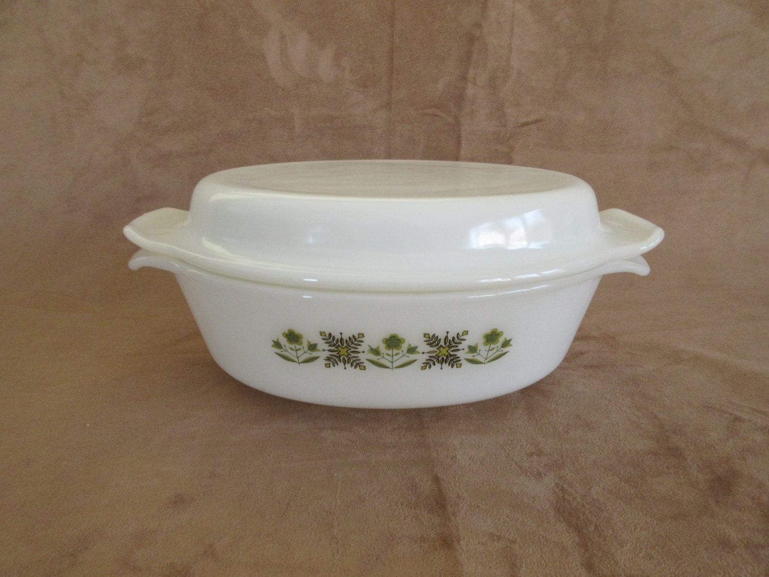 Vintage Fire King Casserole Dish with Lid No. 433 Meadow
