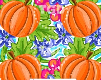 Preppy Pumpkin Design digital paper - Original Art download, pumpkin digital paper, preppy download, Island Collection, autumn digital paper