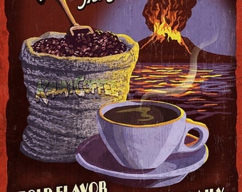 Kauai Coffee Vintage Sign - Kauai, Hawaii (Art Prints available in multiple sizes)