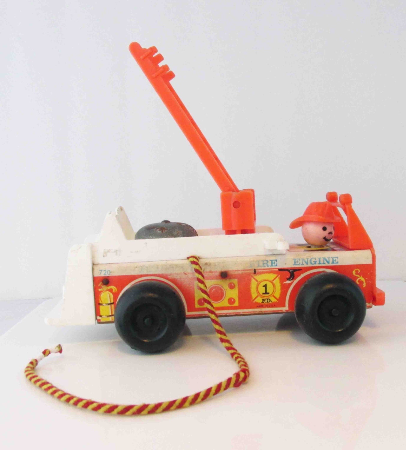 Fisher-Price Fire Truck Toy Vehicle 720 1968 Vintage