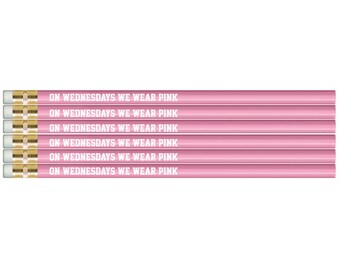 Set of 6 Pink Pencils On Wednesdays We Wear Pink