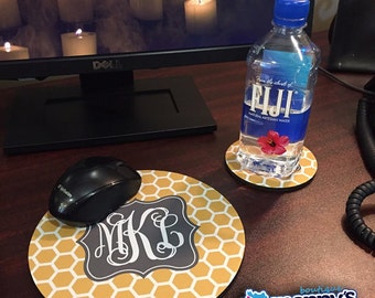 Personalized Round Mouse Pad and Matching Coaster - Teacher Appreciation Gift