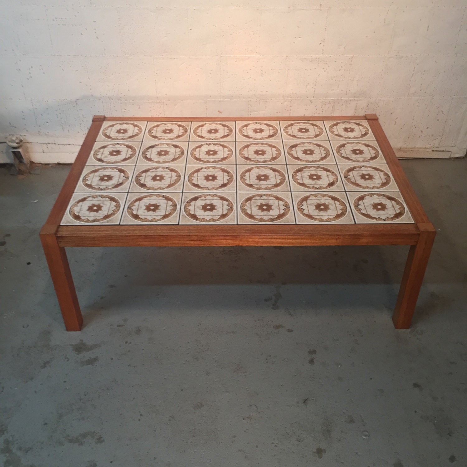 Vintage Mid Century Danish Modern Ceramic Top Tile Coffee Table 395