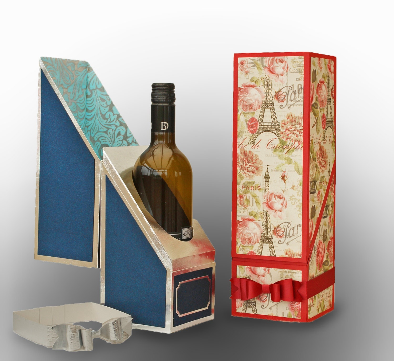 SVG Wine Bottle Gift Box DIGITAL download