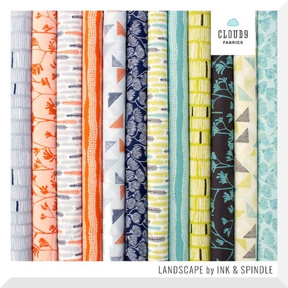 LANDSCAPE by Ink and Spindle - 12PCE Fat Quarter Bundle - Organic Cotton Fabric