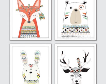 Woodland Nursery, Woodland Nursery Decor, Woodland Baby Shower, Woodland Animals Nursery, Tribal Nursery, Boho Nursery, Fox Bear Bunny Deer