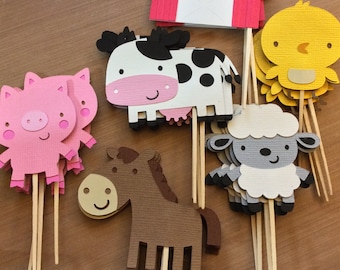 12 Farm Animals cupcake toppers, Farm/Farm Theme Party