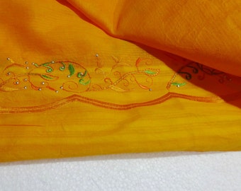 Indian Dupatta Long Stole / Wrap Scarf - with Beautiful Embroidery - Orange