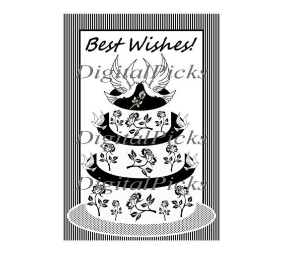 8.5X5.5 Black and White Best Wishes Wedding Card by DigitalPicks