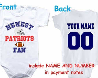 Baby bodysuit Newest fan Patriots customized personalized NAME NUMBER One Piece Bodysuit Funny Baby Child boy Clothing Kid's Shower boy