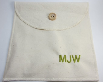 Personalized Reusable Organic Cotton Sandwich / Snack Bag