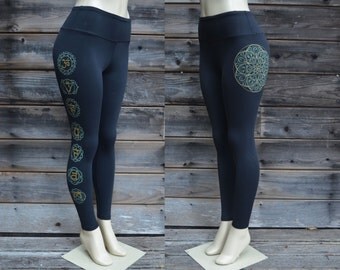 yoga pants with lotus flower on back